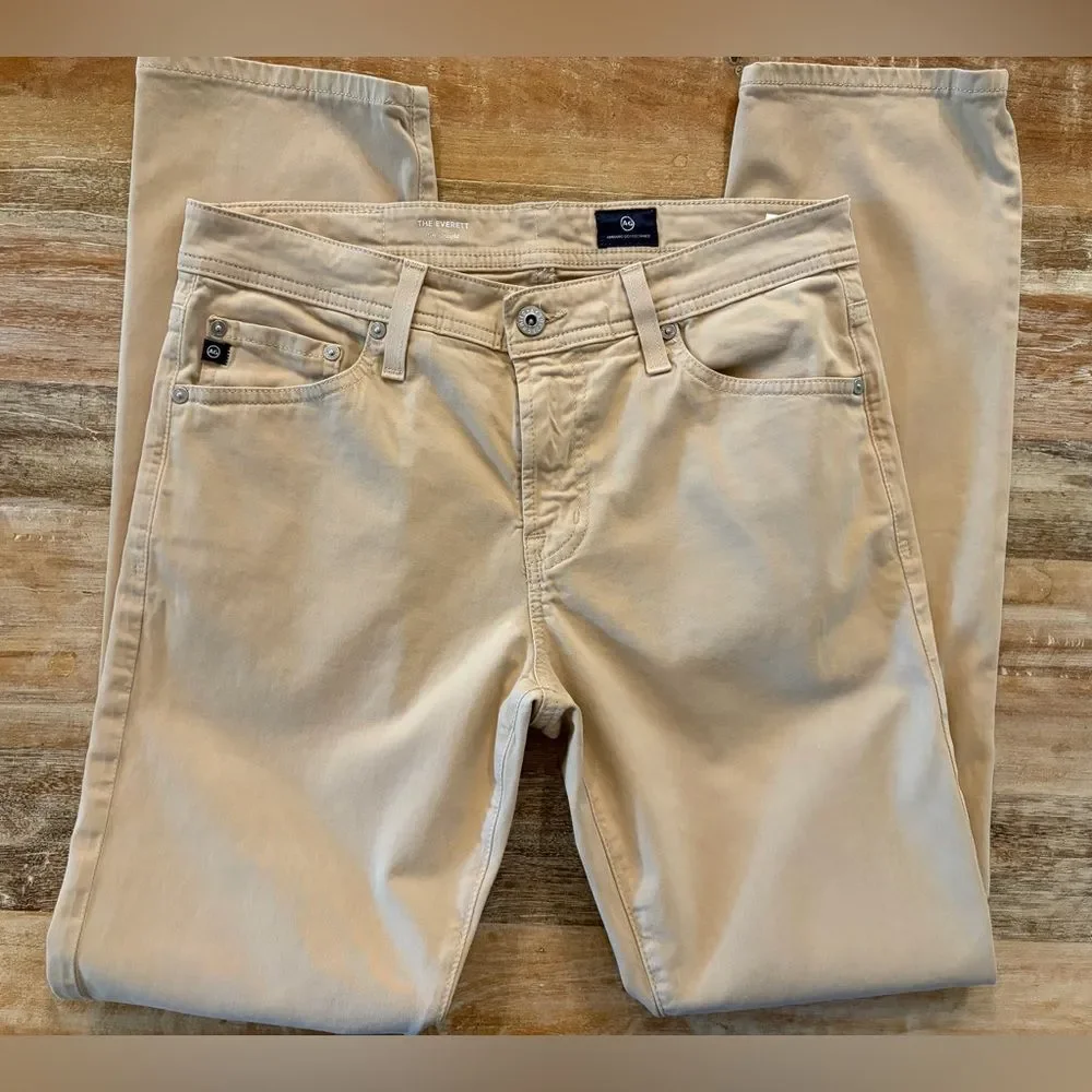 Ag Adriano Goldschmied Pants Men's Size 30 X 32 Everett Slim Straight Khaki Tan